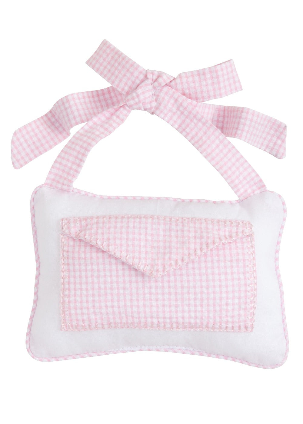 Little English gift card holder, classic door pillow with pocket in pink, baby girl gift
