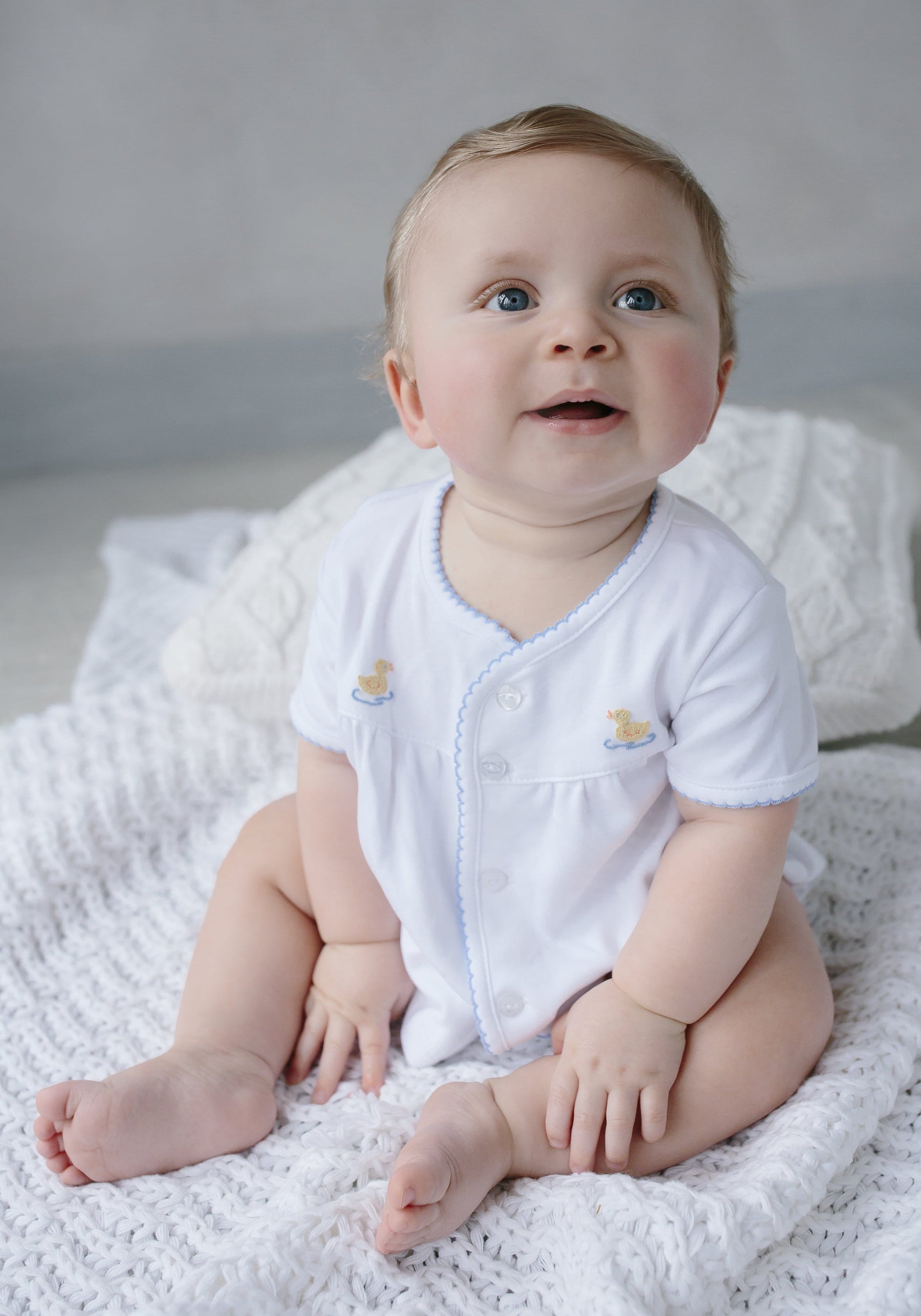 Pinpoint Layette Knit Set-Mallard main image 0
