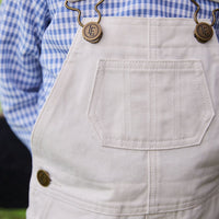 Khaki overalls in pebble twill, traditional overalls for boy and girl, Little English classic clothing