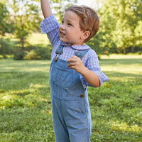 Little English essential overall in stormy blue corduroy, boy's or girl's overall for fall, traditional kid's clothing