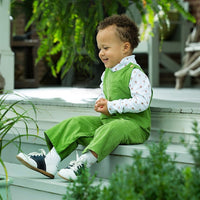Sage Green Campbell Overall, Little English tradtional children's clothing, boy's classic corduroy overall