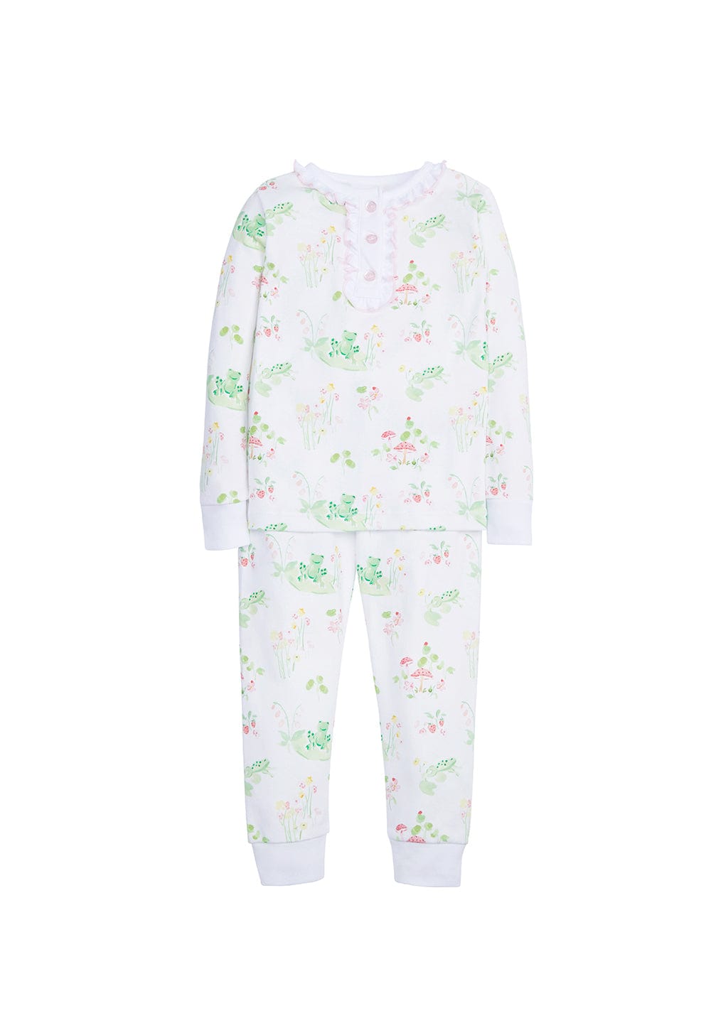 classic childrens clothing girls printed jammies set with frog print