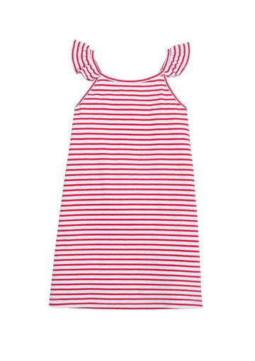 classic childrens clothing girls red and white striped dress with ruffle straps