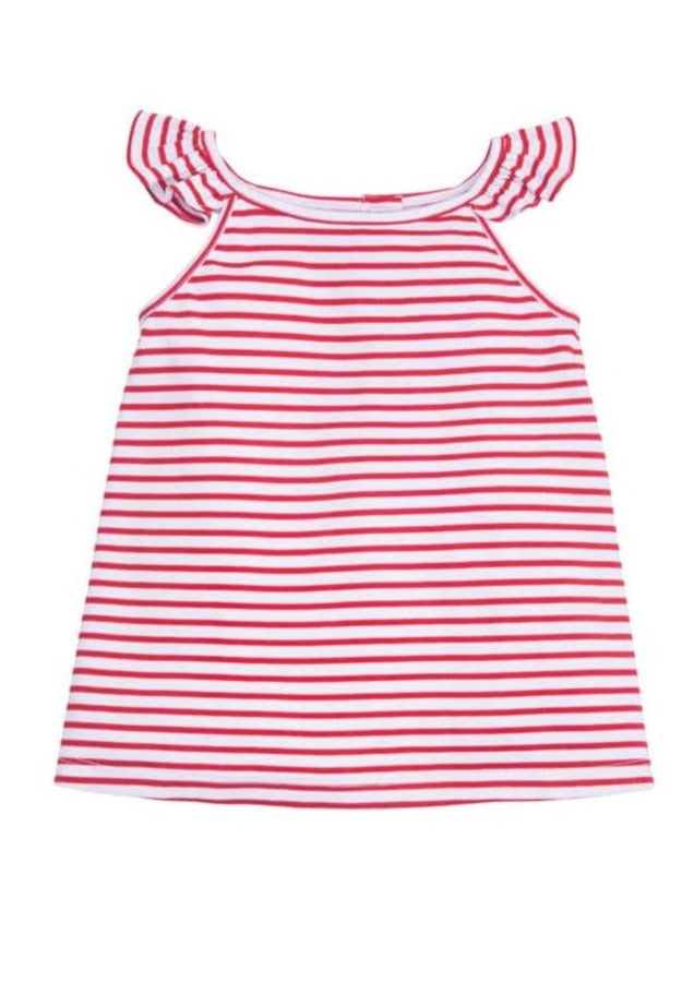 classic childrens clothing girls tank with red and white stripes with ruffles straps