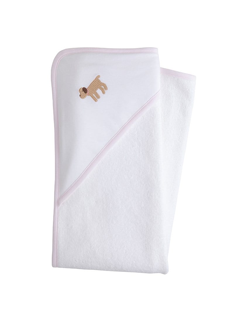 Little English terry cloth baby towel, hooded towel with embroidered lab