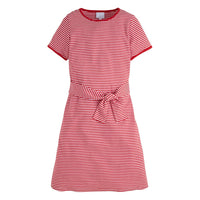 classic childrens clothing girls red and white striped short sleeve dress with cloth belt