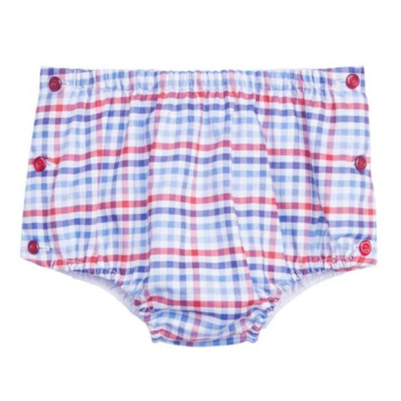 classic childrens clothing boys diaper cover in red white and blue plaid