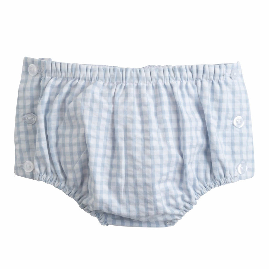 Little English classic clothing for baby, light blue gingham seersucker diaper cover for baby boys