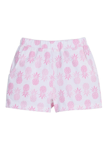 Little English girl's knit short with pineapple print