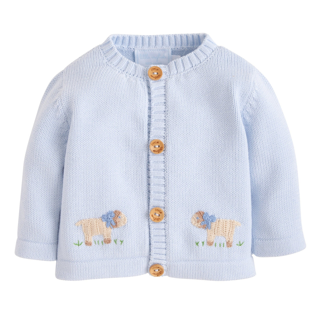 Little English signature year round crochet sweater for baby boy, pima cotton sheep crochet sweater, traditional children&