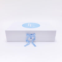 Little English large gift box with blue ribbon and logo