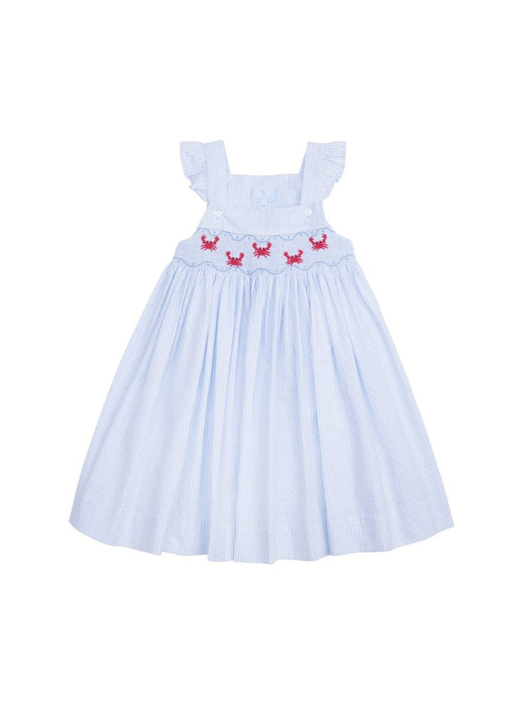 classic childrens clothing girls dress with smocking crab detail