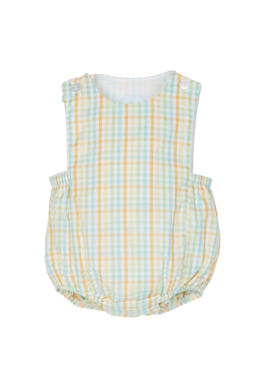 Little English baby boy's preppy check bubble for spring
