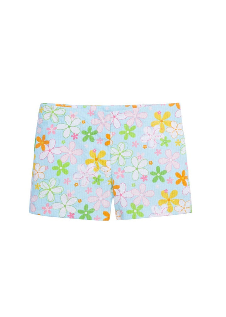 classic childrens clothing girls shorts in retro bright floral pattern