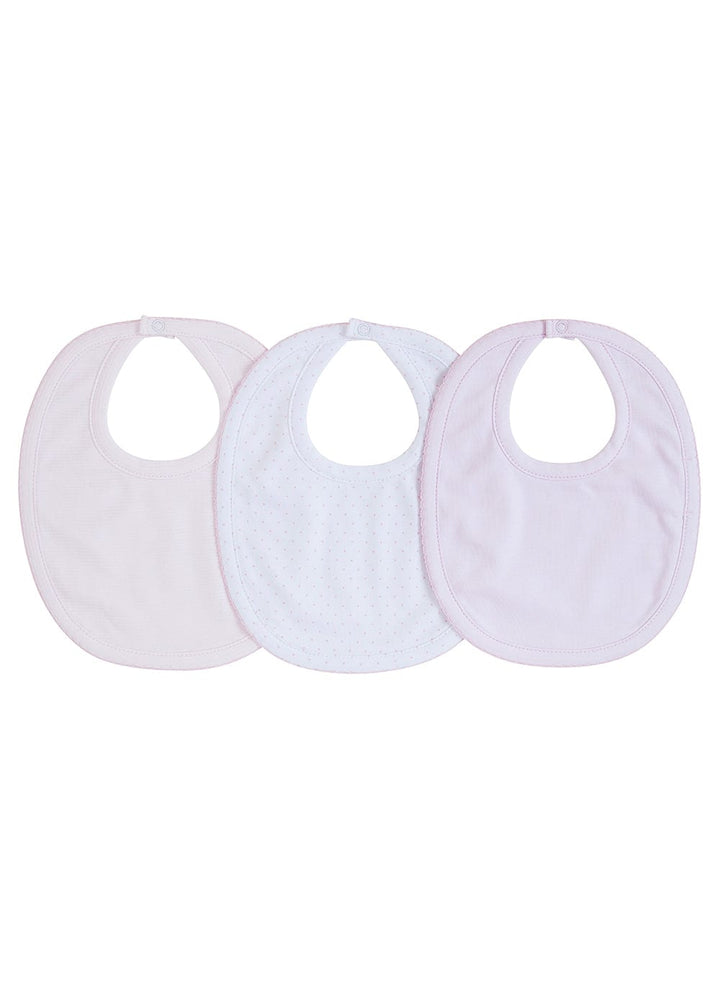 classic childrens clothing 3 pack of bibs in pink and white