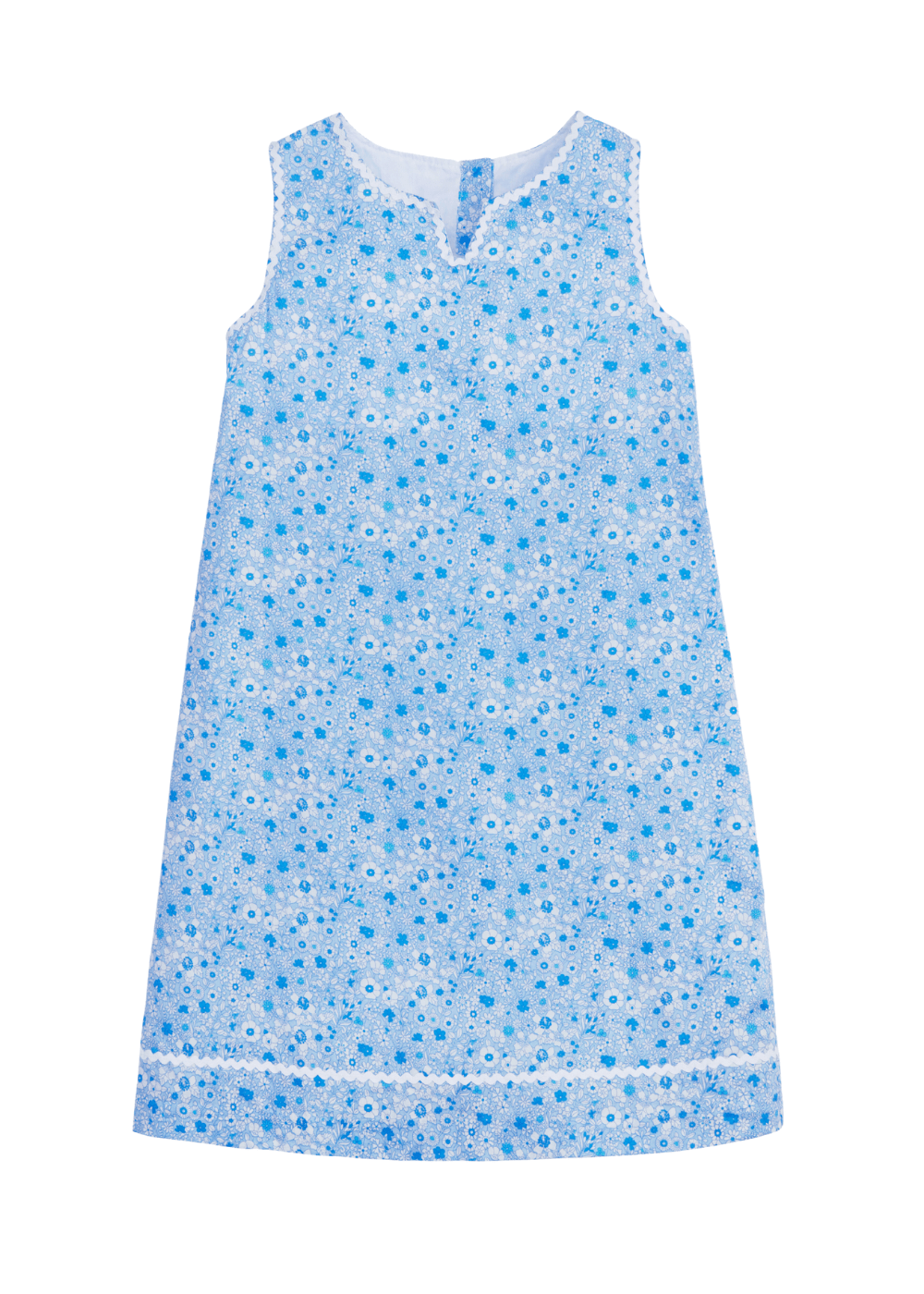 classic childrens clothing girls shift dress in blue floral pattern