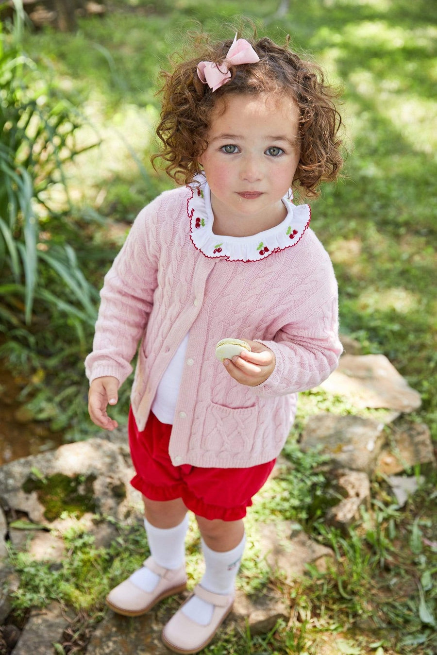 Little English girl's classic cashmere cardigan for fall