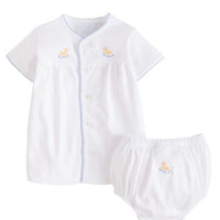 Pinpoint Layette Knit Set - Duck