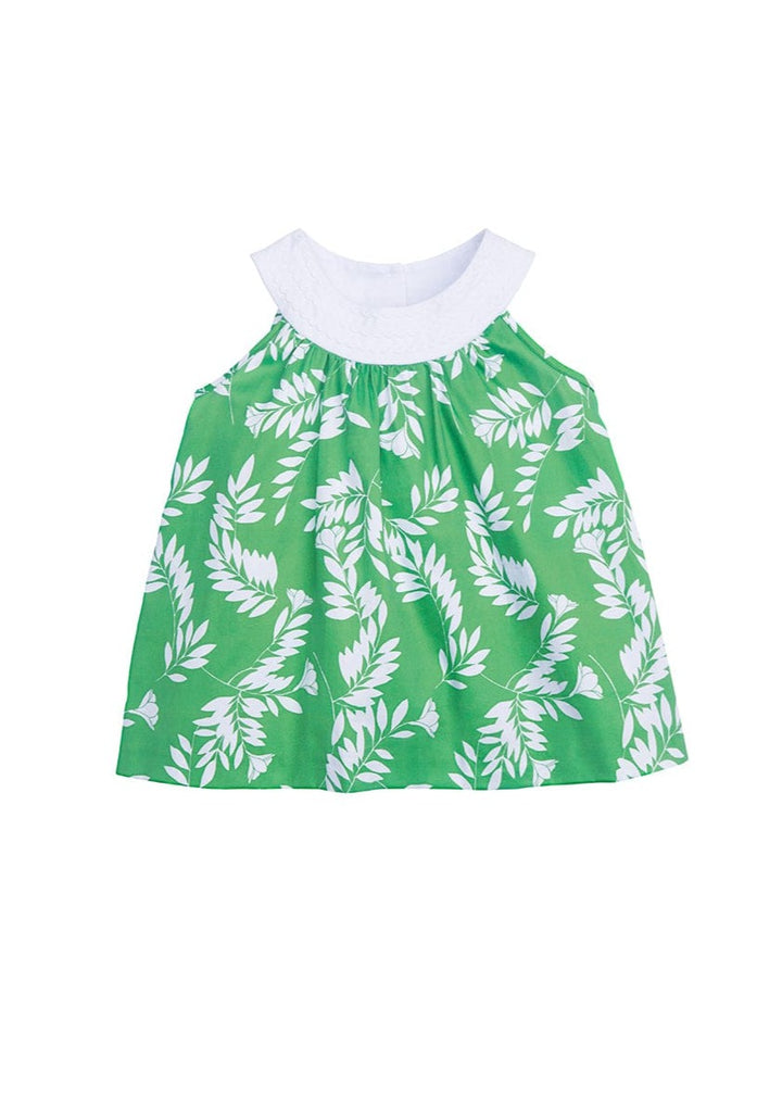 classic childrens clothing girls halter top with green and white floral pattern