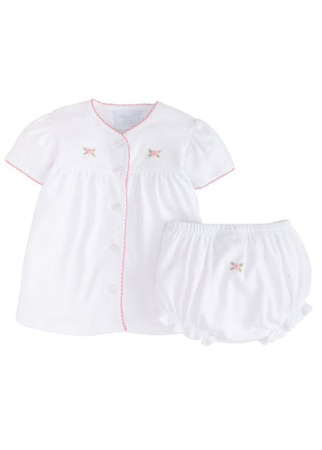 Little English classic and traditional baby clothing, little girl rose two piece set
