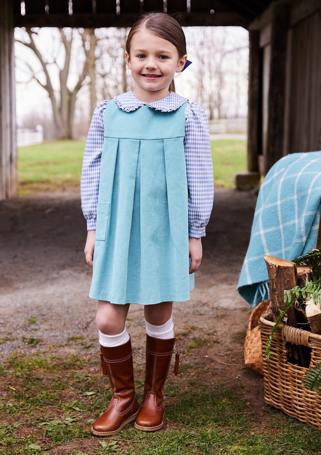 Little English classic fall jumper and blouse outfit for girls
