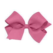 medium classic little girls hair bow in deep rose color