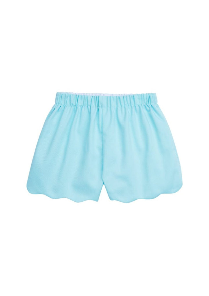 classic childrens clothing girls scalloped shorts in aqau twill