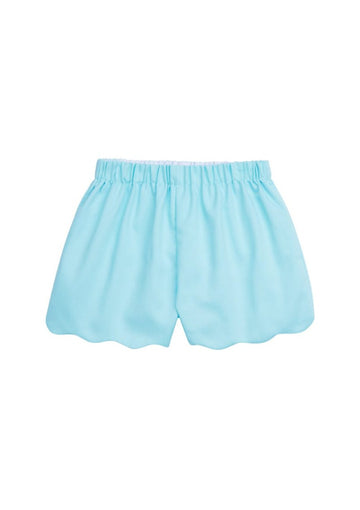 classic childrens clothing girls scalloped shorts in aqau twill