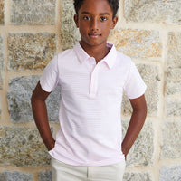Traditional Little English short sleeve striped polo in pink
