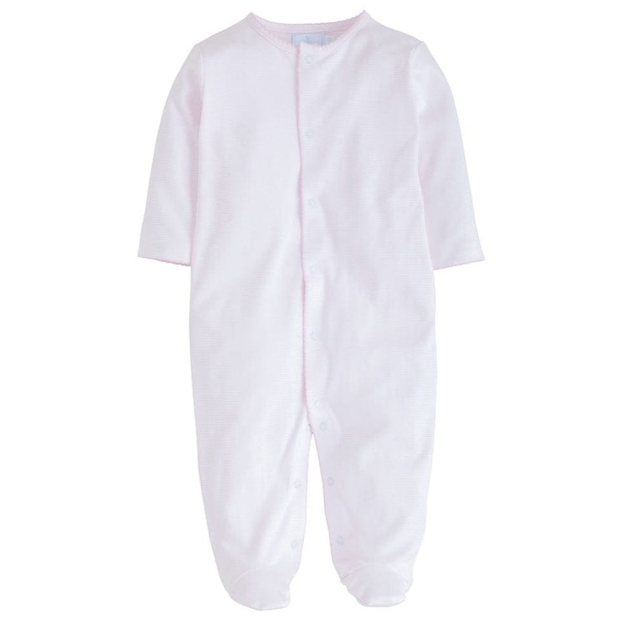 classic baby girl clothes girls pink striped footie with front button closures and pink pique thread detailing