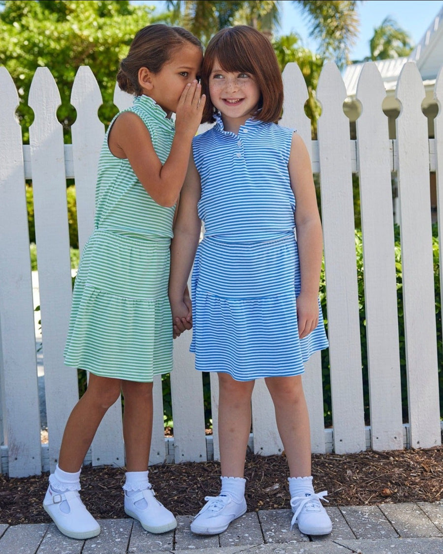 Little English girls striped skort in green for spring