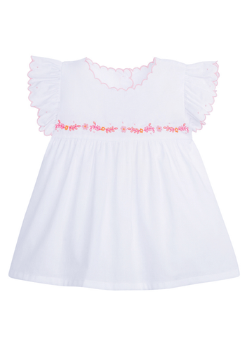 Wimbledon Cotton Cheesecloth Short Sleeve Blouse - Baby Blue, Navy Blue, Pale Pink, Stone, White
