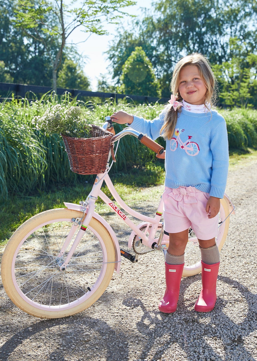 Little English girl's classic clothing, pink corduroy bow shorts for fall