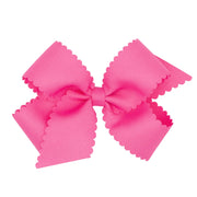 Medium Scallop Hair Bow - Hot Pink