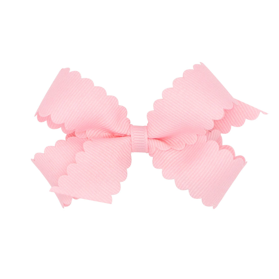 mini scallop hair bow light pink wee ones bows