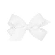 Mini Scallop Hair Bow - White