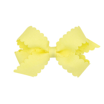 Mini Scallop Hair Bow - Light Yellow