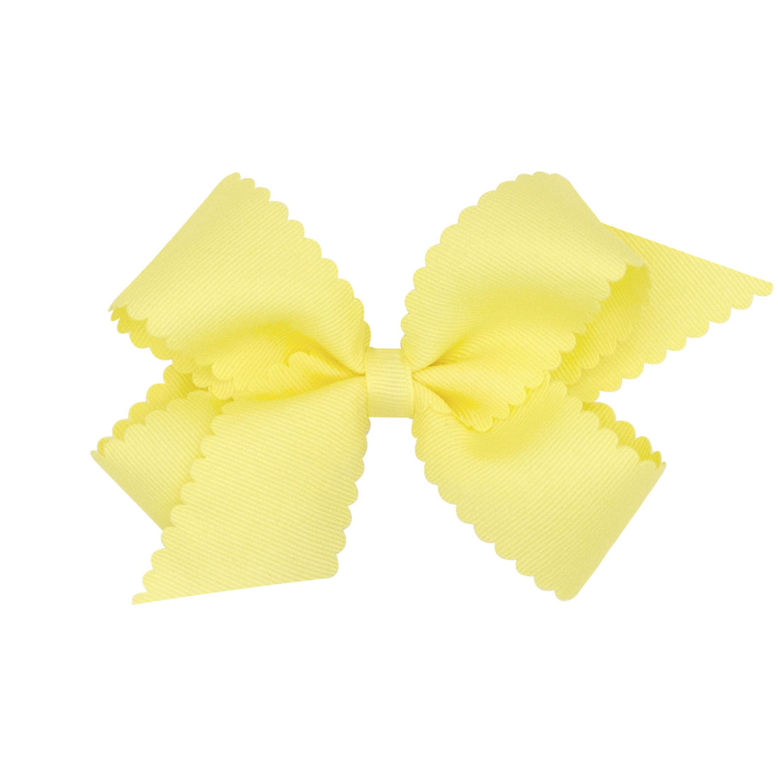 Medium Scallop Hair Bow - Light Yellow